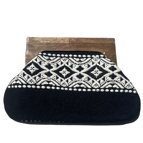 Chloe & Lex Wooden Handle Beaded Clutch
