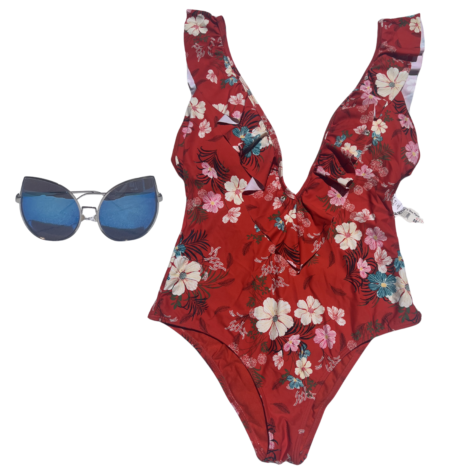 (L) O'Neill Lucy Floral One-Piece Swimsuit + FREE Oversized Sunglasses!