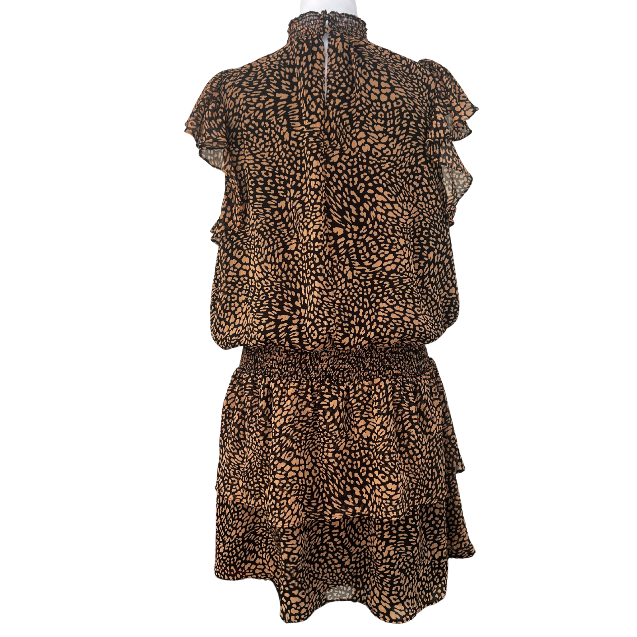 (XL) 1 State Leopard Print Mini Dress with Flutter Sleeves