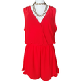 (XL) ASTR THE LABEL Sleeveless Coral Romper, Lined + Gold Chain