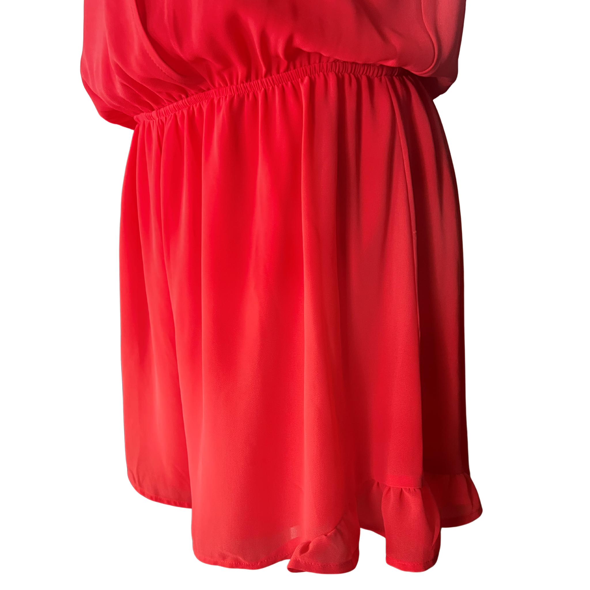 (XL) ASTR THE LABEL Sleeveless Coral Romper, Lined + Gold Chain